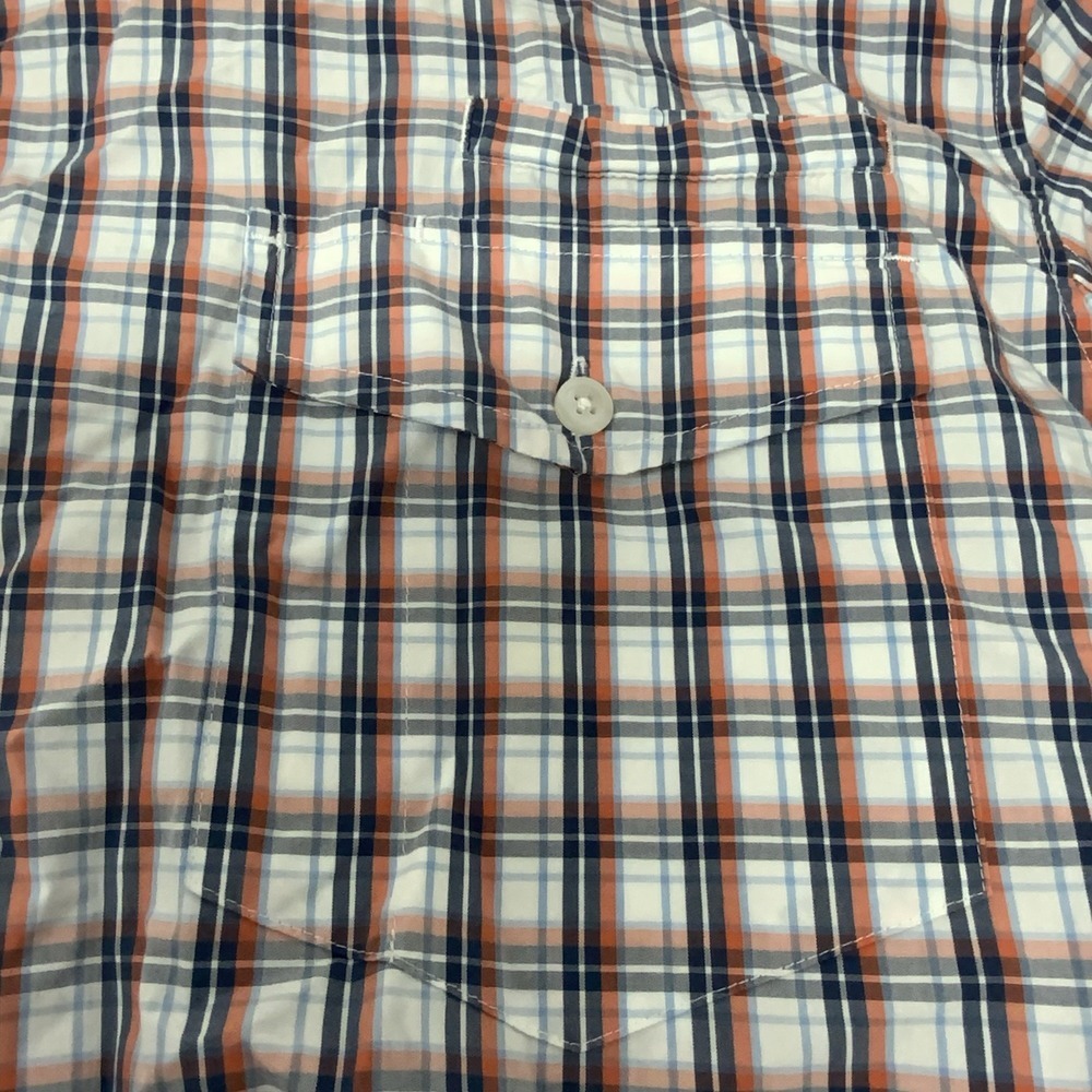 Duluth Trading Button Down Short Sleeve Shirt Mens 3XL Cotton Blue Plaid Pockets - Picture 6 of 8